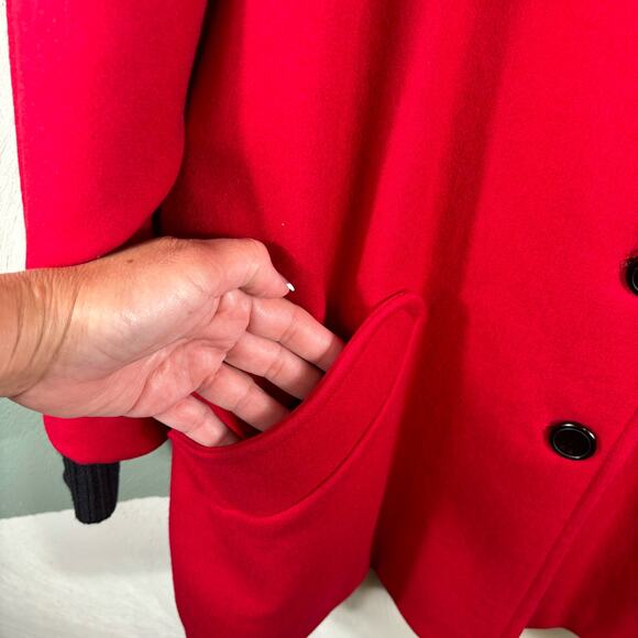 International Scene Women's Size 9/10 Red Vintage Wool Winter MaxiCoat Peacoat - Picture 11 of 16